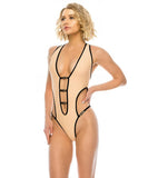 SEXY CUT OUT ONE PEICE TWO TONE SWIMSUIT